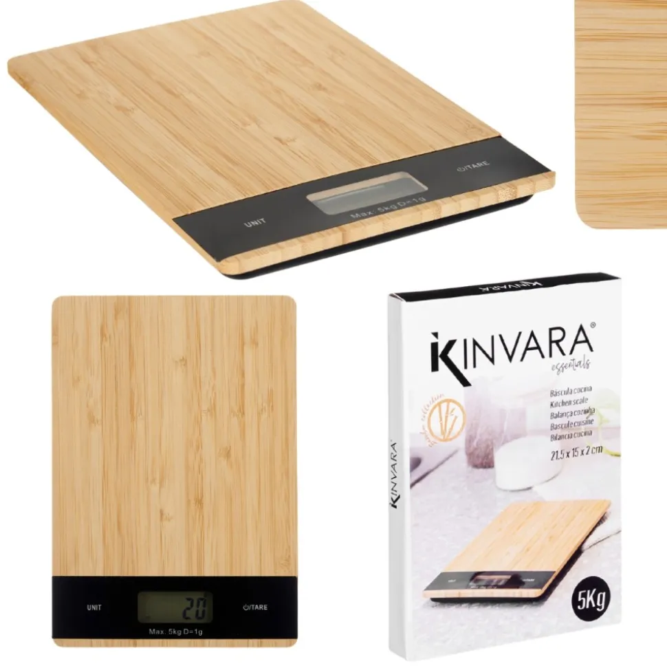 Cyfrowa waga kuchennna bambusowa do 5 kg