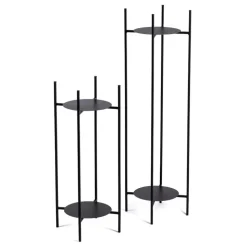 Czarny kwietnik stojący na 2 doniczki 70 cm