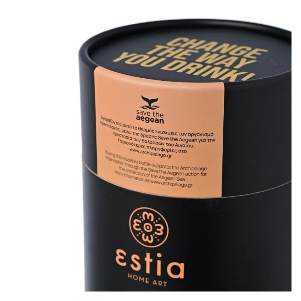 Czarny kubek termiczny ze słomką 350 ml Midnight Black * Estia New