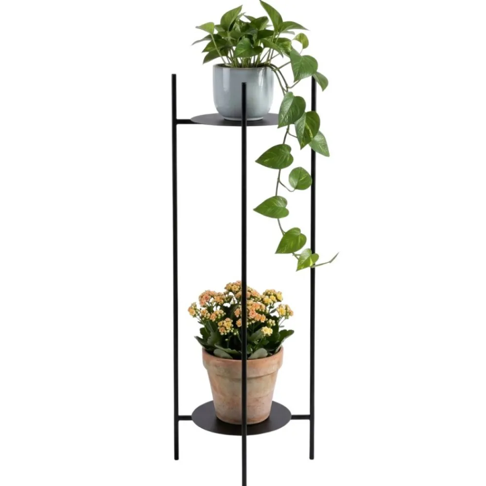 Czarny kwietnik stojący na 2 doniczki 100 cm * HowHomely Hot