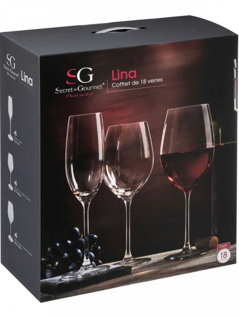18-częściowy zestaw kieliszków do wina i szampana Lina * Secret de Gourmet Best