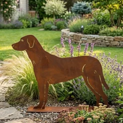 Dekoracja ogrodowa Figurka Psa ze stali corten h45 cm