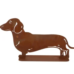 Dekoracja ogrodowa Figurka Psa Jamnika ze stali corten h30,6 cm