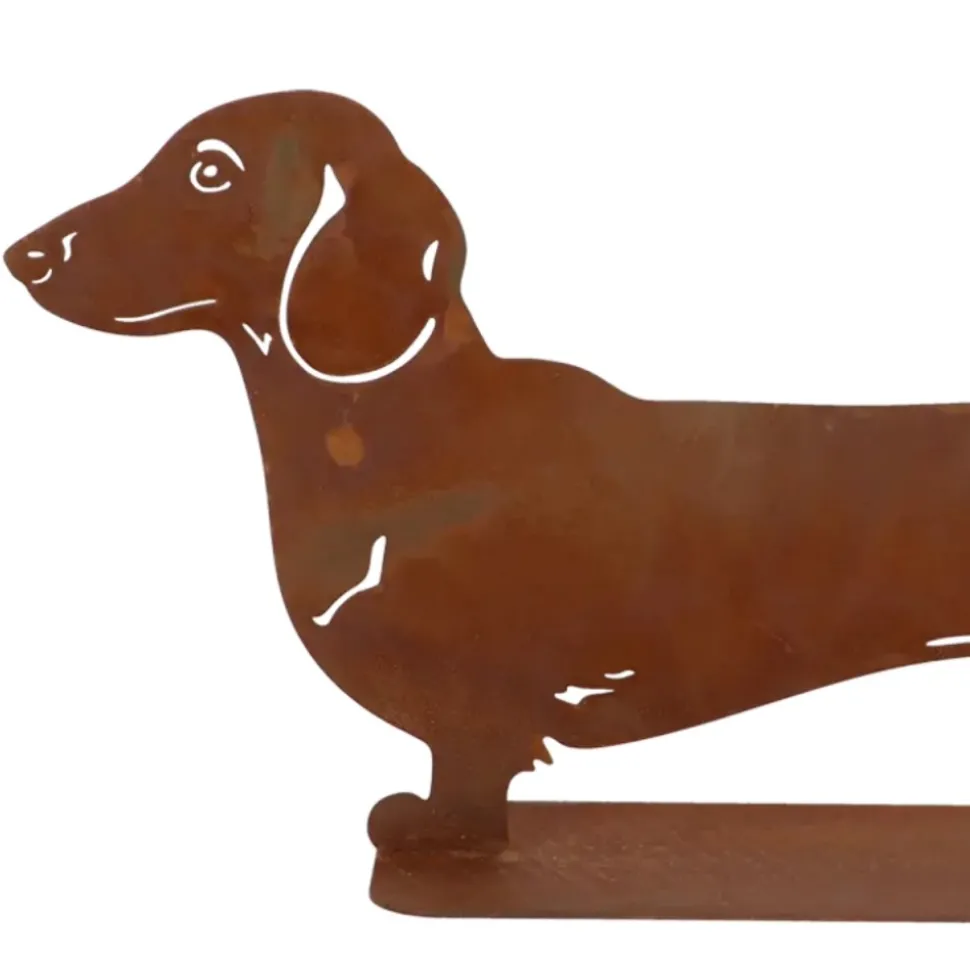 Dekoracja ogrodowa Figurka Psa Jamnika ze stali corten h30,6 cm