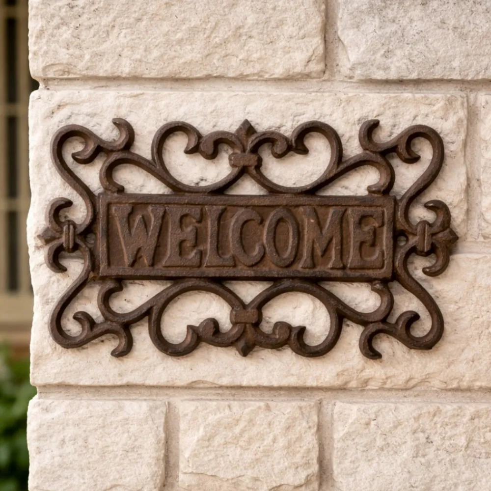 Dekoracja żeliwna na drzwi z napisem Welcome * Esschert Design Hot