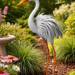 Dekoracyjna czapla metalowa 78,5 cm - elegancka figura do ogrodu