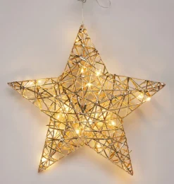 Dekoracyjna gwiazda LED szampańska 30 cm