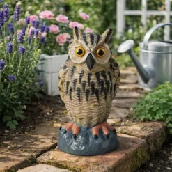 Dekoracyjna sowa ogrodowa brązowa 25 cm