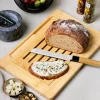 Deska do krojenia chleba bambusowa z nożem i tacką na okruchy