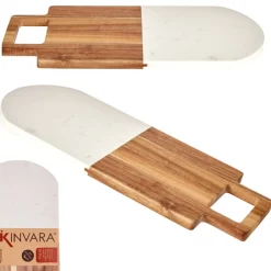 Deska do krojenia z uchwytem biały marmur 38x18 cm * KINVARA Best
