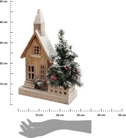 Domek świąteczny z choinką Led 44 cm