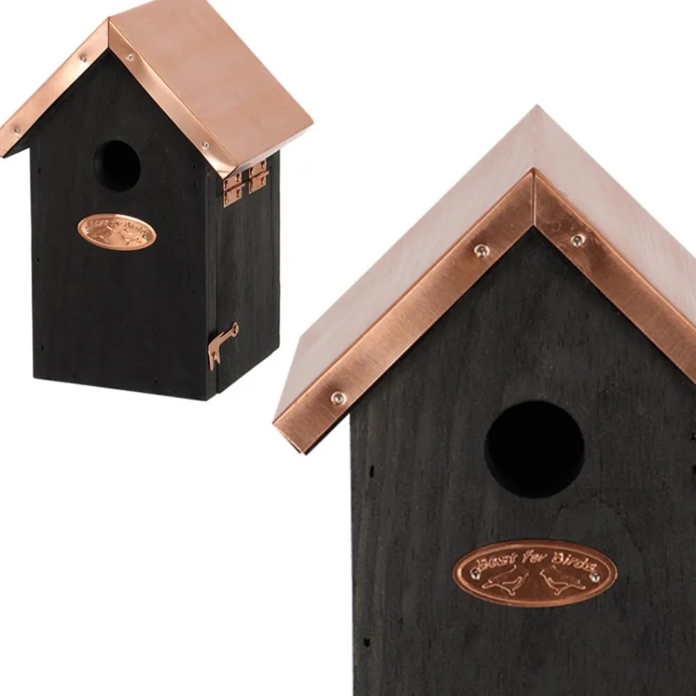 Domek dla ptaków czarny z miedzianym daszkiem * Esschert Design Discount