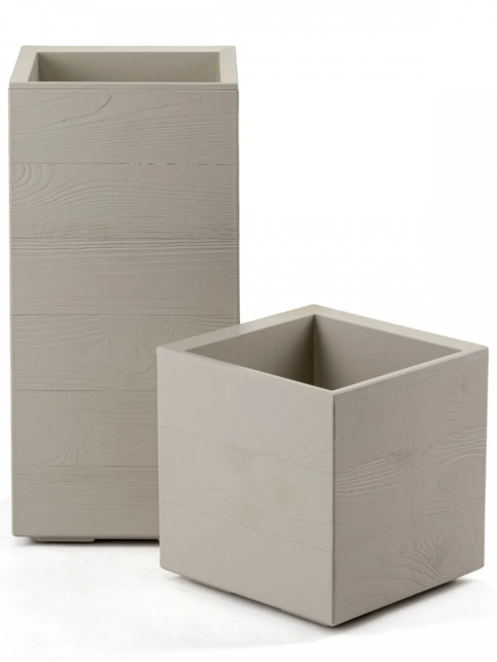 Donica Betonique na kółkach deska recykling beż 30x30xh60 cm