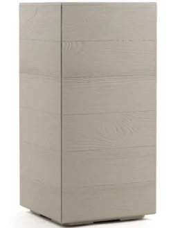 Donica Betonique na kółkach deska recykling beż 30x30xh60 cm
