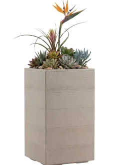 Donica Betonique na kółkach deska recykling beż 30x30xh60 cm