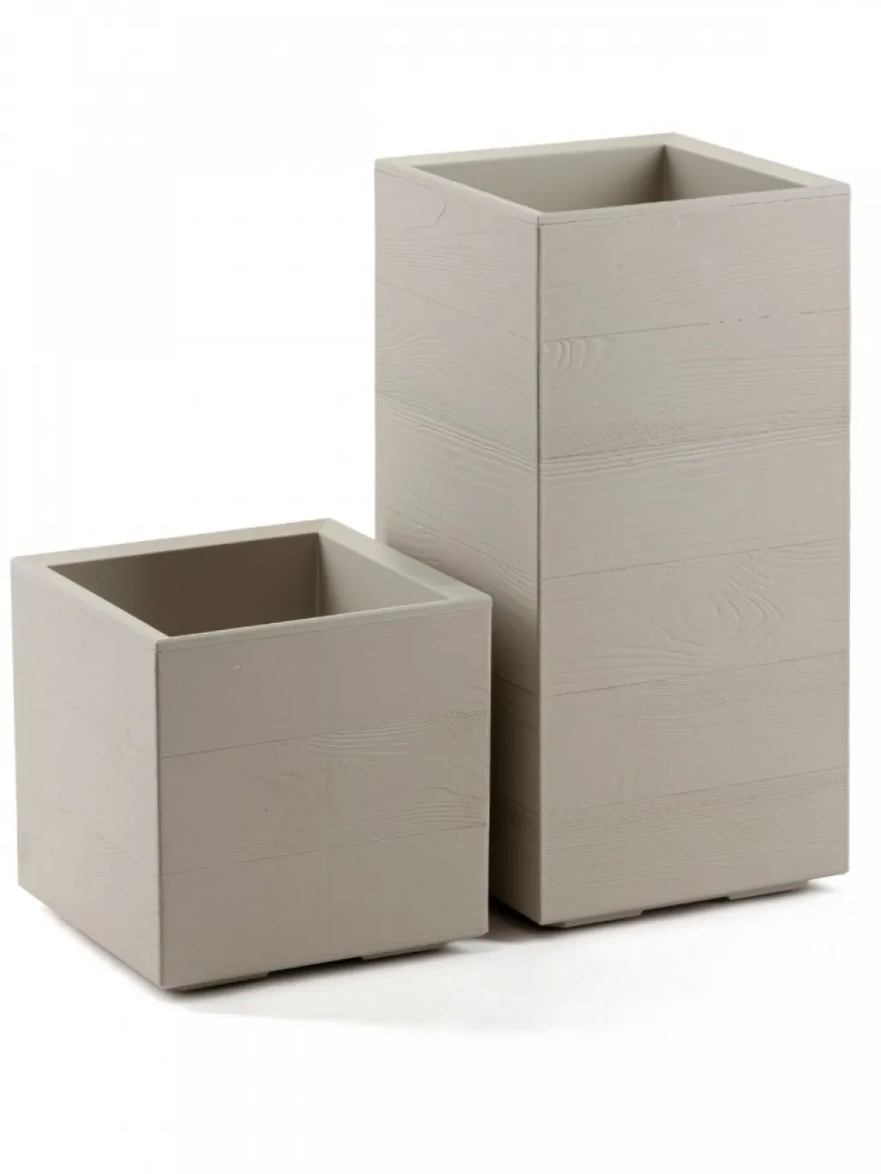 Donica Betonique na kółkach deska recykling beż 30x30xh60 cm