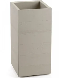 Donica Betonique na kółkach deska recykling beż 30x30xh60 cm