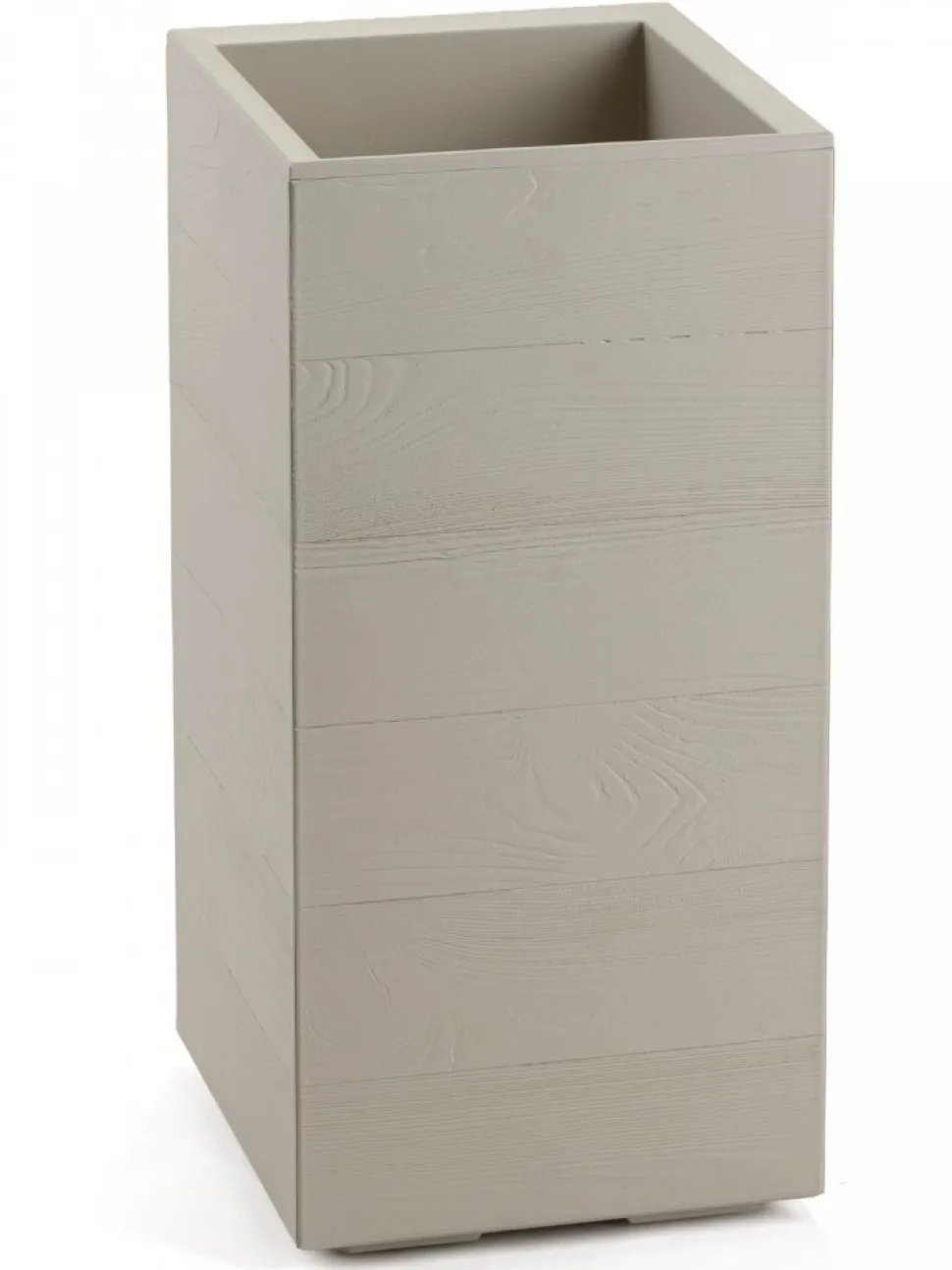 Donica Betonique na kółkach deska recykling beż 30x30xh60 cm