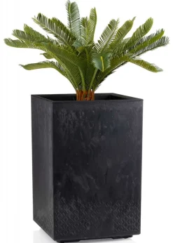 Donica Betonique na kółkach czarny beton H60x40 cm