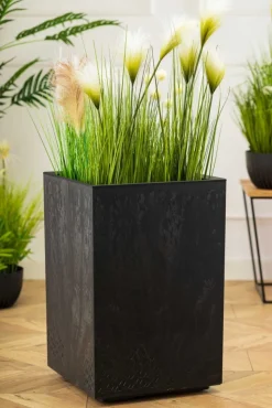 Donica Betonique na kółkach czarny beton H60x40 cm