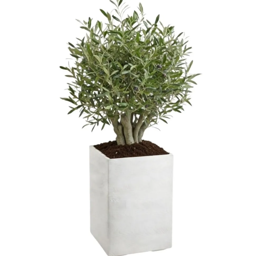 Donica Betonique na kółkach deska recykling kremowy H60x40 cm