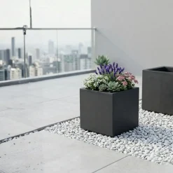 Donica Betonique na kółkach ECO antracyt 30x30xh30 cm