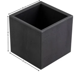 Donica Betonique na kółkach recykling czarny 30x30xh30 cm