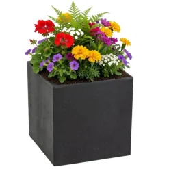 Donica Betonique na kółkach recykling czarny 30x30xh30 cm