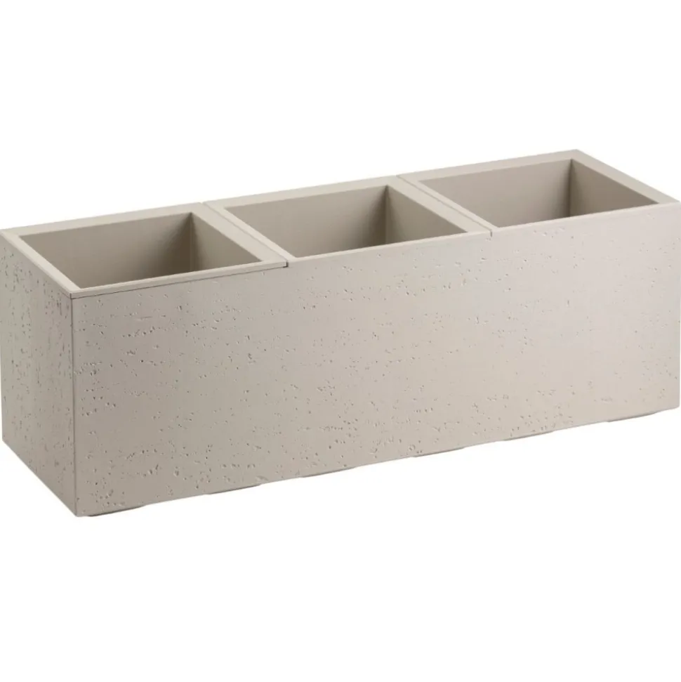 Donica Betonique na kółkach beton recykling beż 90x30xh30 cm