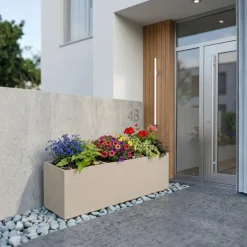 Donica Betonique na kółkach beton recykling beż 90x30xh30 cm