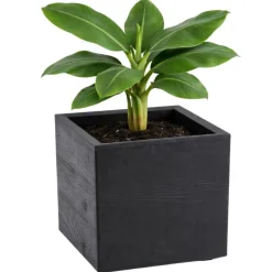 Donica Betonique na kółkach deska recykling czarny 30x30xh30 cm