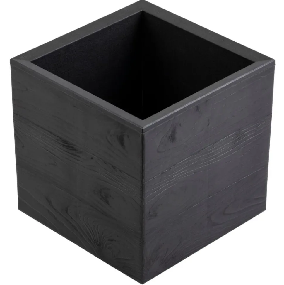 Donica Betonique na kółkach deska recykling czarny 30x30xh30 cm