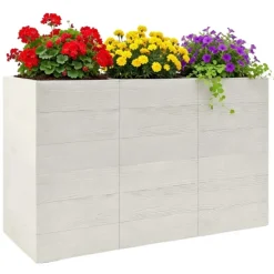 Donica Betonique na kółkach deska recykling kremowy 90x30xh60 cm