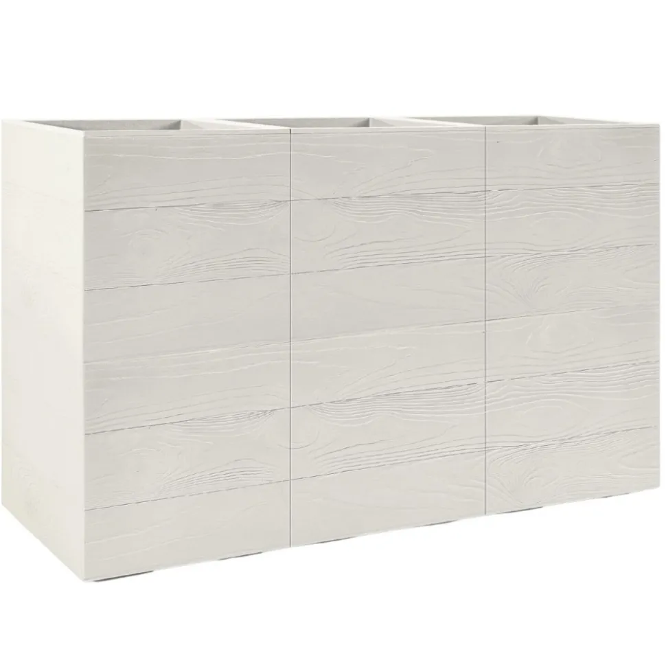 Donica Betonique na kółkach deska recykling kremowy 90x30xh60 cm