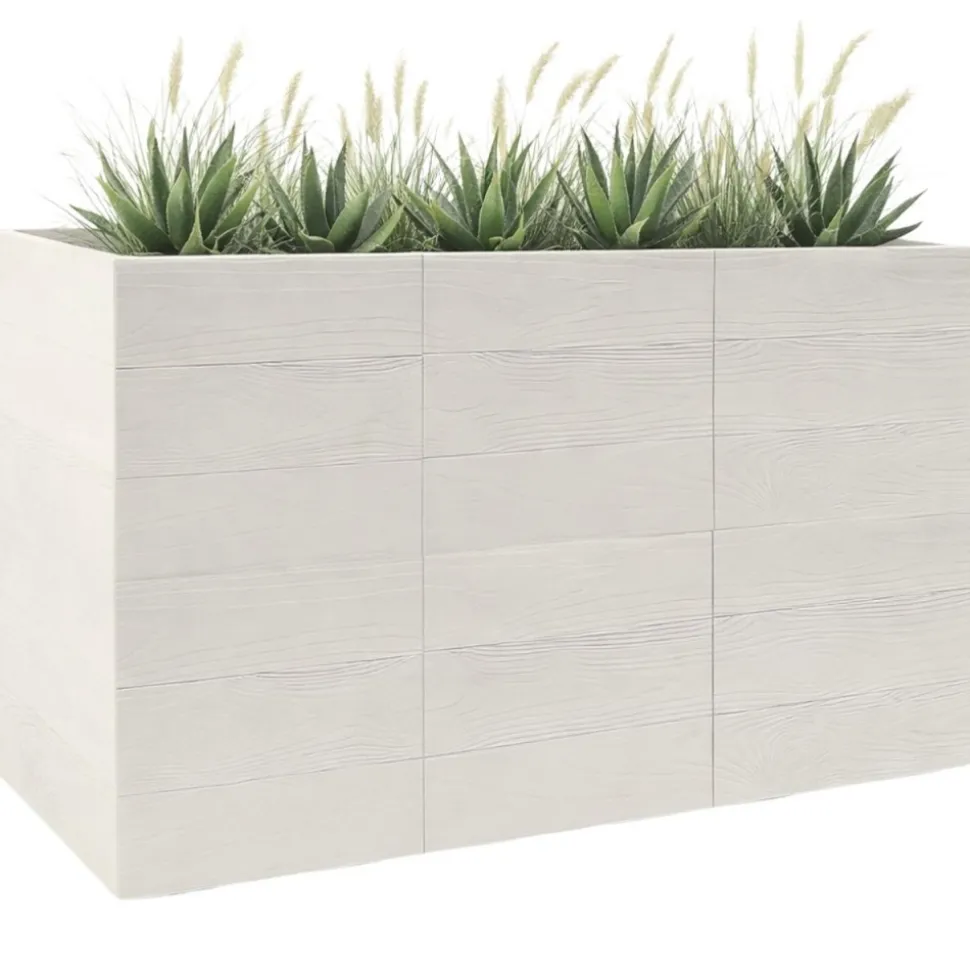 Donica Betonique na kółkach deska recykling kremowy 90x30xh60 cm
