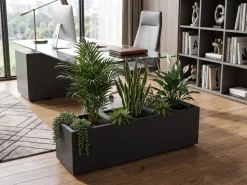 Donica Betonique na kółkach deska recykling antracyt 90x30xh30 cm