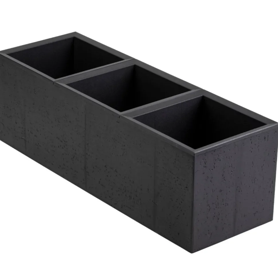 Donica Betonique na kółkach recykling czarny 90x30xh30 cm