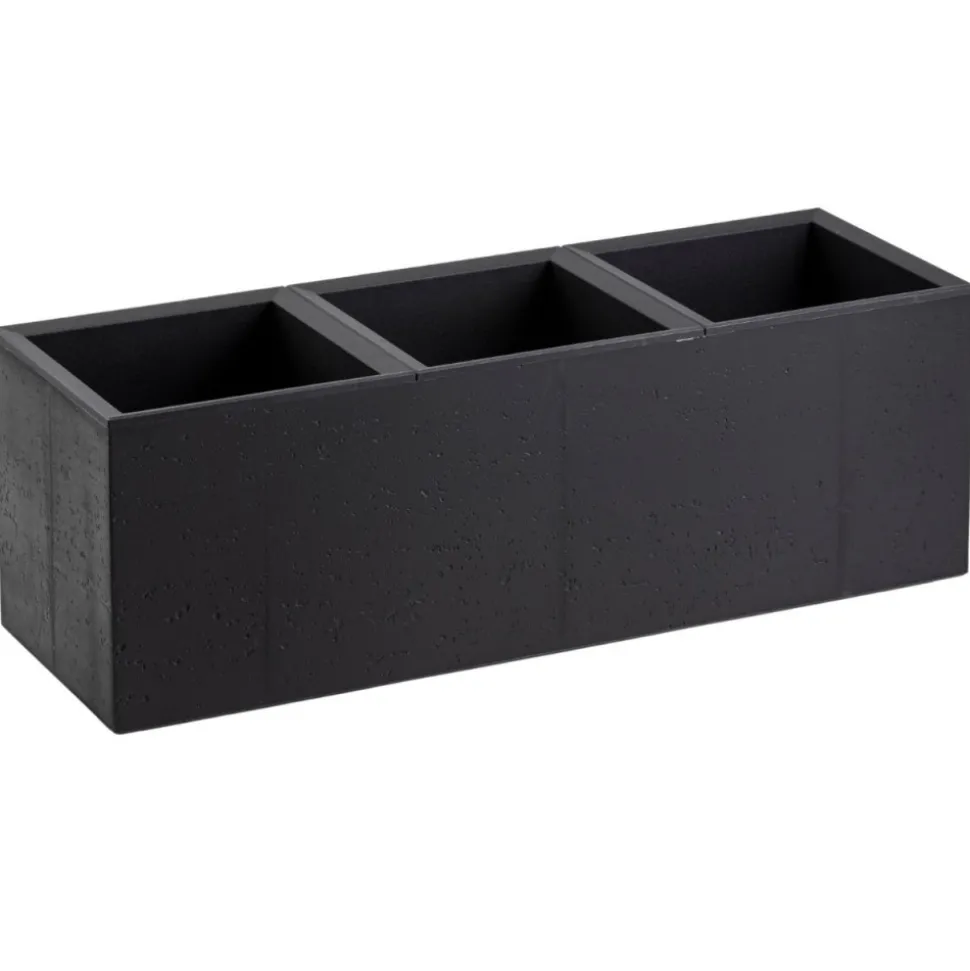 Donica Betonique na kółkach recykling czarny 90x30xh30 cm