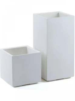 Donica Betonique na kółkach recykling beton kremowy 30x30xh60 cm