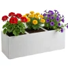 Donica Betonique na kółkach deska recykling kremowy 90x30xh30 cm