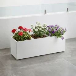 Donica Betonique na kółkach deska recykling kremowy 90x30xh30 cm