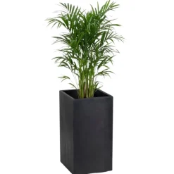 Donica Betonique na kółkach recykling czarny 30x30xh60 cm