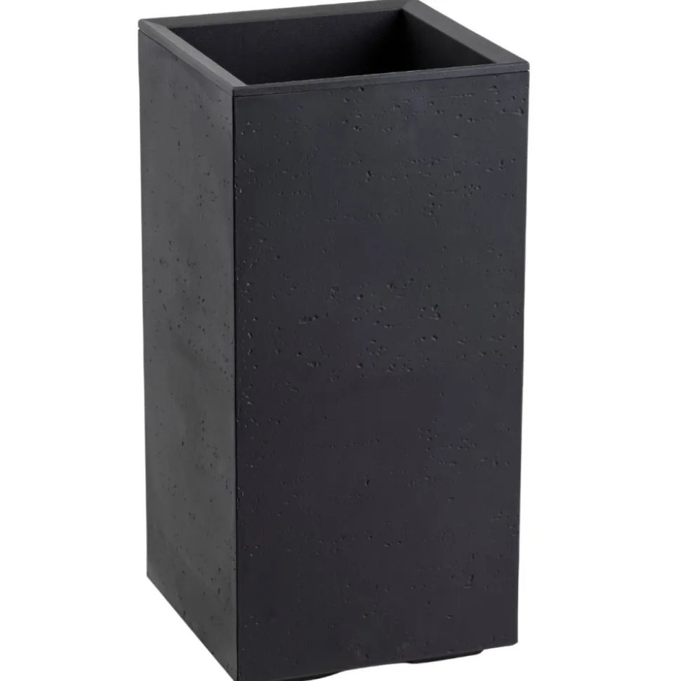 Donica Betonique na kółkach recykling czarny 30x30xh60 cm
