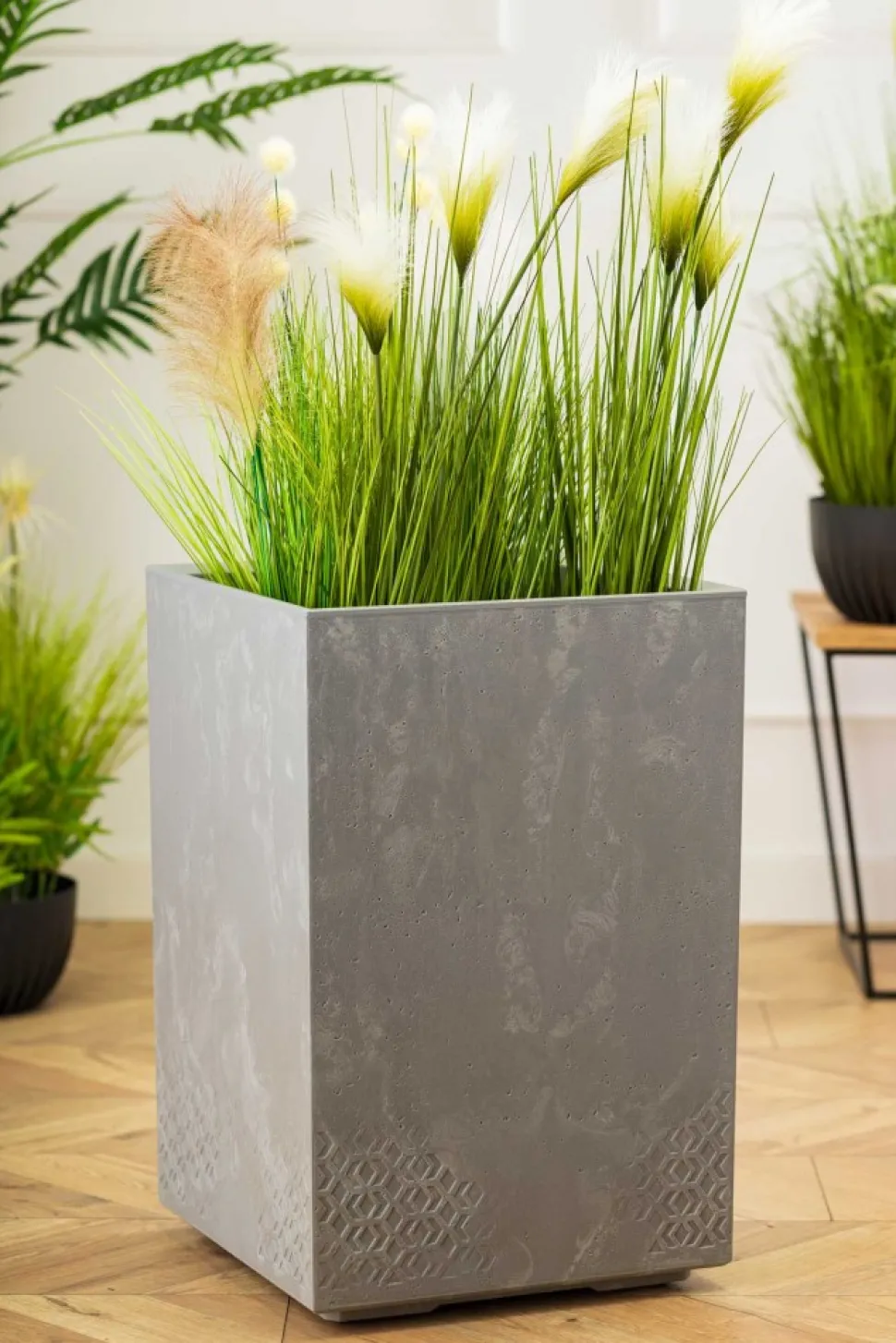 Donica Betonique na kółkach szary beton H60x40 cm