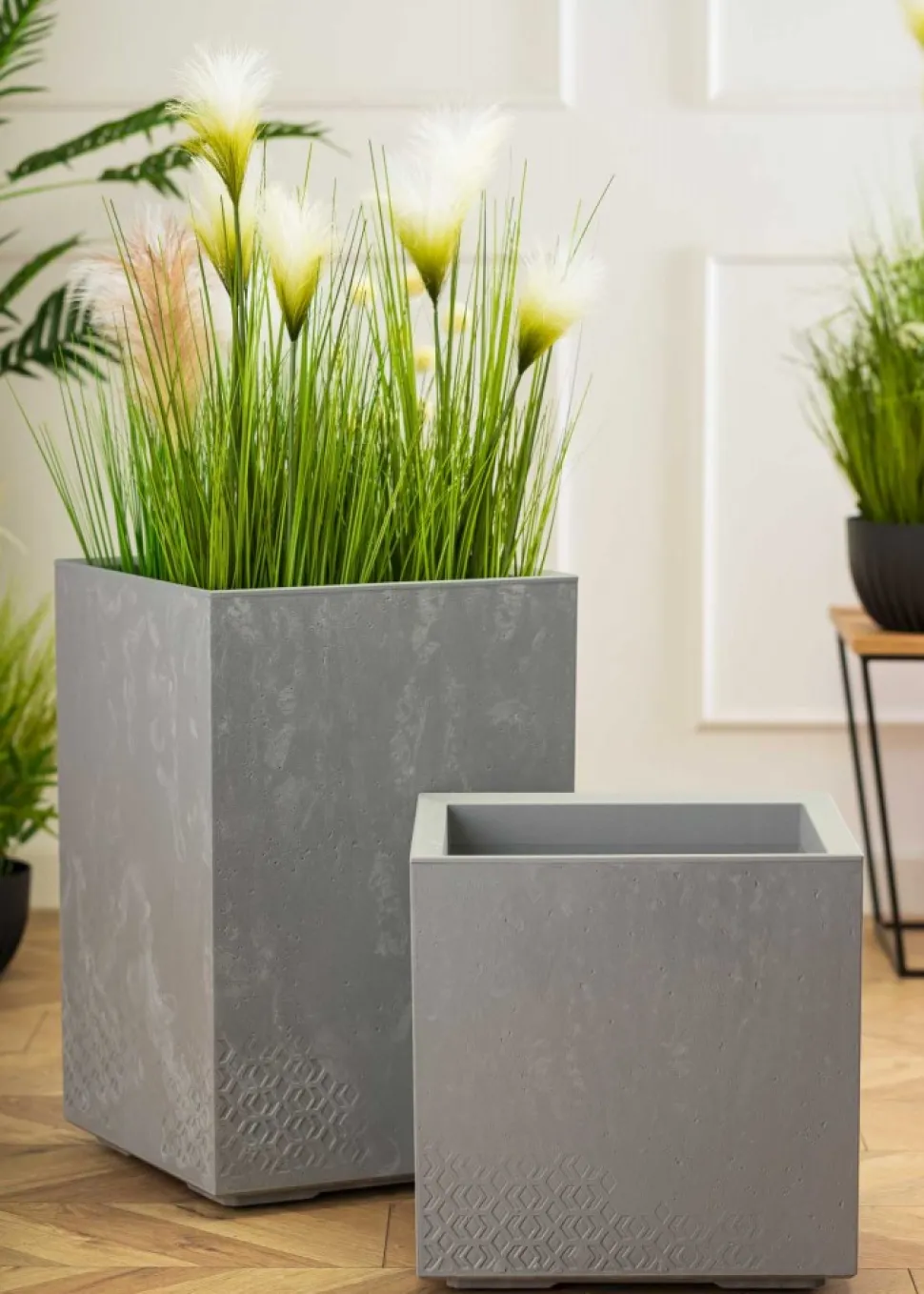 Donica Betonique na kółkach szary beton H60x40 cm