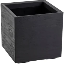 Donica Betonique na kółkach deska recykling czarny 40x40xh40 cm