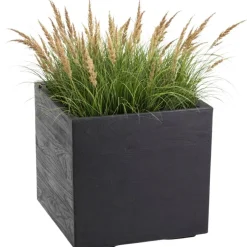 Donica Betonique na kółkach deska recykling czarny 40x40xh40 cm