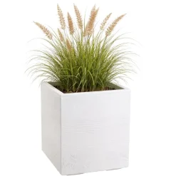 Donica Betonique na kółkach deska recykling kremowy 40x40xh40 cm