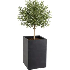 Donica Betonique na kółkach deska recykling czarny H60x40 cm
