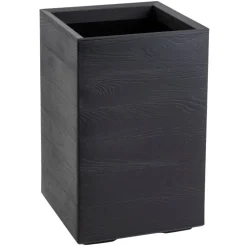 Donica Betonique na kółkach deska recykling czarny H60x40 cm